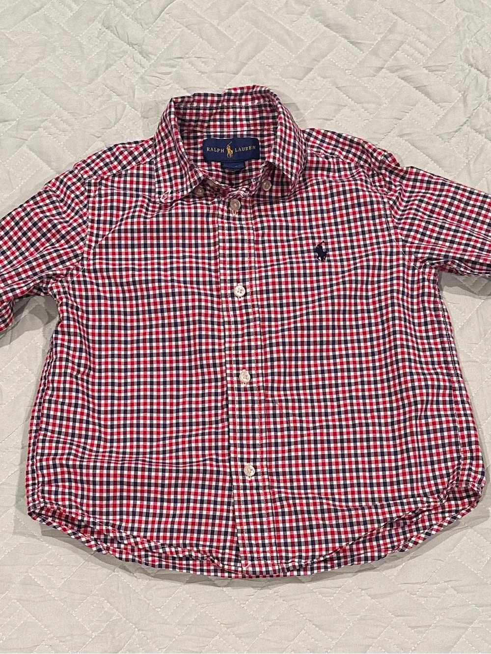 Ralph Lauren Red & Navy Check Button-Down Shirt - Kids